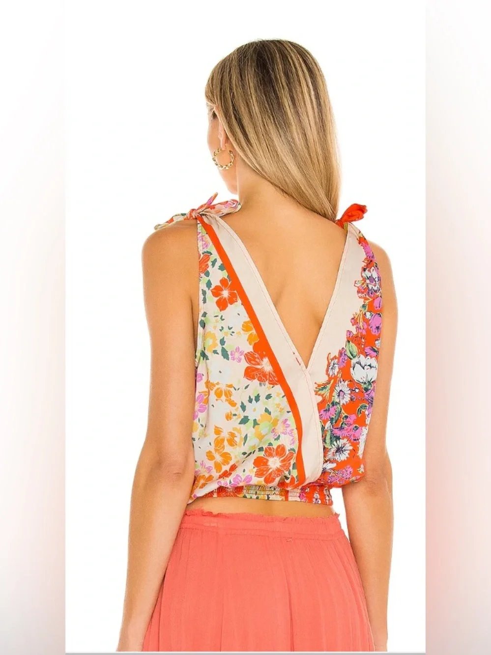 NWT Free People Tied to You Tie Shoulder Blouson Floral Tank Fiesta Combo Small